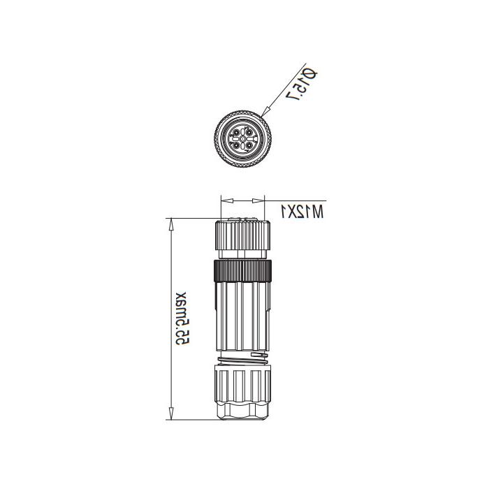 M12 4Pin、母头直型、直插式连接、64F941